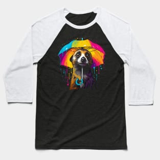 Meerkat Rainy Day With Umbrella Baseball T-Shirt